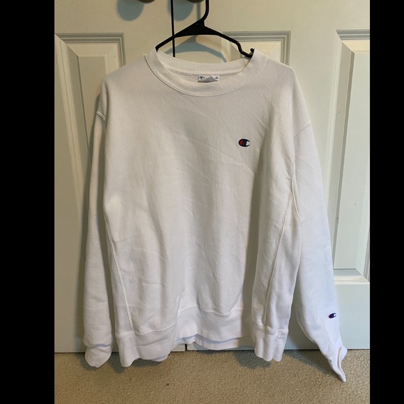 White Champion Crew Neck Sweatshirt - Picture 1 of 3